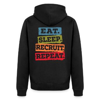 Eat Sleep Recruit Repeat HR Manager Personalleiter - Unisex Premium Bio Zip Hoodie - Schwarz - Hinten - Nico (187cm)