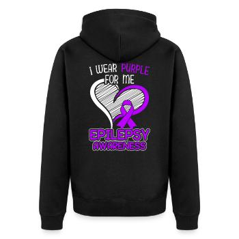 Ich Trage Lila Für Mich Epileptiker Epilepsie - Unisex Premium Bio Zip Hoodie - Schwarz - Hinten - Nico (187cm)