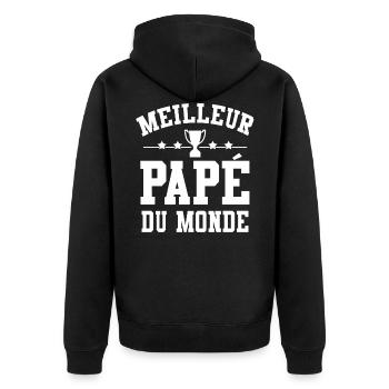 Cadeau Papé Meilleur Papé du Monde - Veste à capuche bio Premium Unisexe - noir - Dos - Nico (187cm)