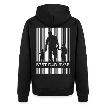 zweifacher Papa Geschenk - Unisex Premium Bio Zip Hoodie - Schwarz - Hinten - Nico (187cm)