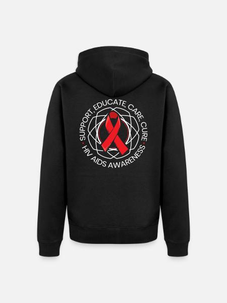 HIV AIDS Awareness Fighter - Unisex Premium Organic Zip Hoodie - black