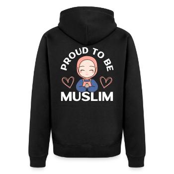 Proud Muslim To Be Islam Muslima - Unisex Premium Organic Zip Hoodie - black - Back - Nico (187cm)