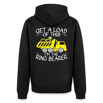 Holen Sie Sich Eine Ladung Von Diesem Ringträger - Unisex Premium Bio Zip Hoodie - Schwarz - Hinten - Nico (187cm)