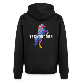 Technocorn Repeat Festival EDM Music - Unisex Premium Organic Zip Hoodie - black - Back - Nico (187cm)