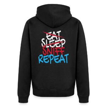 Eat Sleep Sniff Repeat Festival EDM Rave - Unisex Premium Organic Zip Hoodie - black - Back - Nico (187cm)