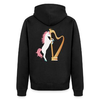 Harp with unicorn music instrument - Unisex Premium Organic Zip Hoodie - black - Back - Nico (187cm)
