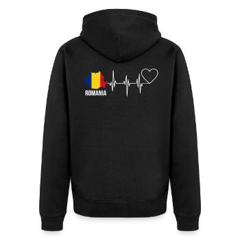 Roumanie - Veste à capuche bio Premium Unisexe - noir - Dos - Nico (187cm)