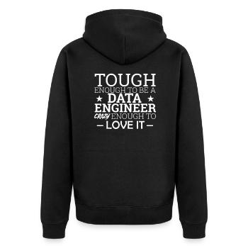 "Data Engineer Crazy | Data Scientist" - Unisex Premium Organic Zip Hoodie - black - Back - Nico (187cm)