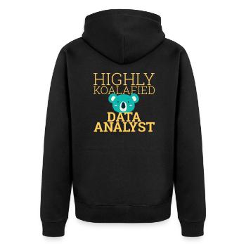 "Data Analyst Koalafied | Data Scientist" - Unisex Premium Bio Zip Hoodie - Schwarz - Hinten - Nico (187cm)