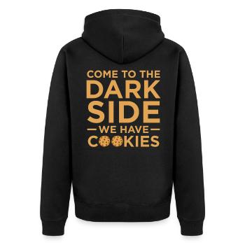 Biscuits - Unisex Premium Organic Zip Hoodie - black - Back - Nico (187cm)