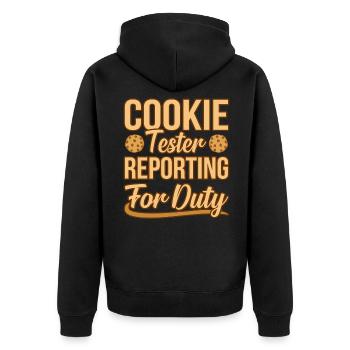 Biscuits - Unisex Premium Organic Zip Hoodie - black - Back - Nico (187cm)