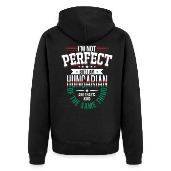 Ungarn Ungarisch Lustig Geschenk - Unisex Premium Bio Zip Hoodie - Schwarz - Hinten - Nico (187cm)
