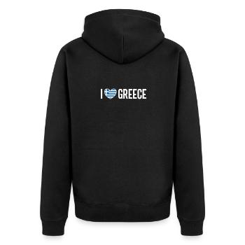 I love Greece Griechenland - Unisex Premium Bio Zip Hoodie - Schwarz - Hinten - Nico (187cm)