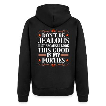 40th birthday - Unisex Premium Organic Zip Hoodie - black - Back - Nico (187cm)
