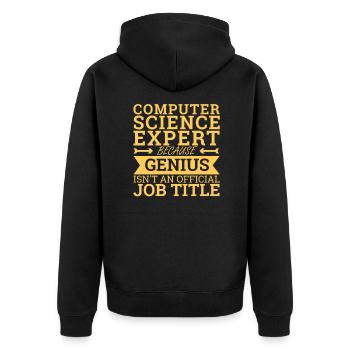 "Computer Science Expert Genius | Informatik" - Unisex Premium Bio Zip Hoodie - Schwarz - Hinten - Nico (187cm)