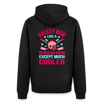 Hockey Eishockey Frauen Lustig Geschenk - Unisex Premium Bio Zip Hoodie - Schwarz - Hinten - Nico (187cm)