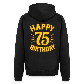 75. Geburtstag - Unisex Premium Bio Zip Hoodie - Schwarz - Hinten - Nico (187cm)