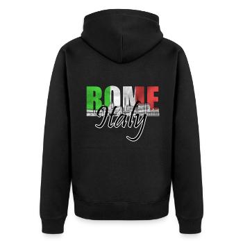 Rom - Unisex Premium Bio Zip Hoodie - Schwarz - Hinten - Nico (187cm)