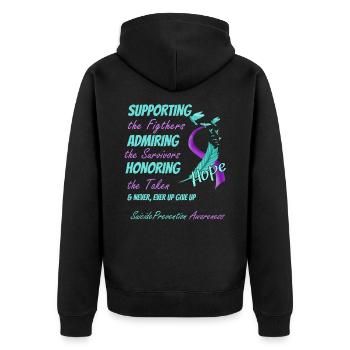 Aide contre le suicide Cadeau - Veste à capuche bio Premium Unisexe - noir - Dos - Nico (187cm)