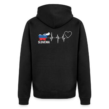Slovenia - Unisex Premium Organic Zip Hoodie - black - Back - Nico (187cm)