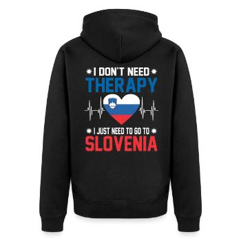 Slowenien Geschenk Slowene - Unisex Premium Bio Zip Hoodie - Schwarz - Hinten - Nico (187cm)