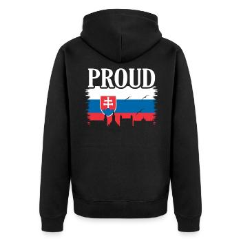 Slovakia - Unisex Premium Organic Zip Hoodie - black - Back - Nico (187cm)