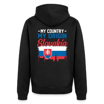 Slovakia - Unisex Premium Organic Zip Hoodie - black - Back - Nico (187cm)