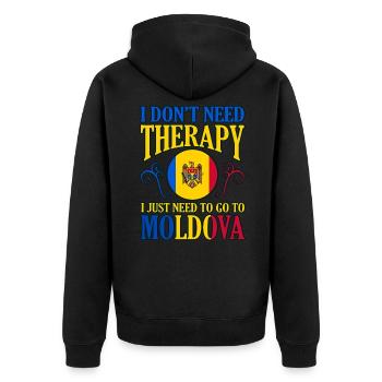 Moldawien - Unisex Premium Bio Zip Hoodie - Schwarz - Hinten - Nico (187cm)