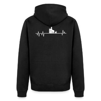 Sauna - Unisex Premium Bio Zip Hoodie - Schwarz - Hinten - Nico (187cm)