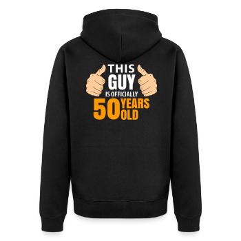 50e anniversaire - Veste à capuche bio Premium Unisexe - noir - Dos - Nico (187cm)