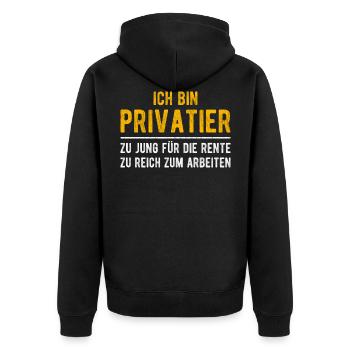 Privatier lustiger Spruch Ruhestand Rentner Rente - Unisex Premium Bio Zip Hoodie - Schwarz - Hinten - Nico (187cm)