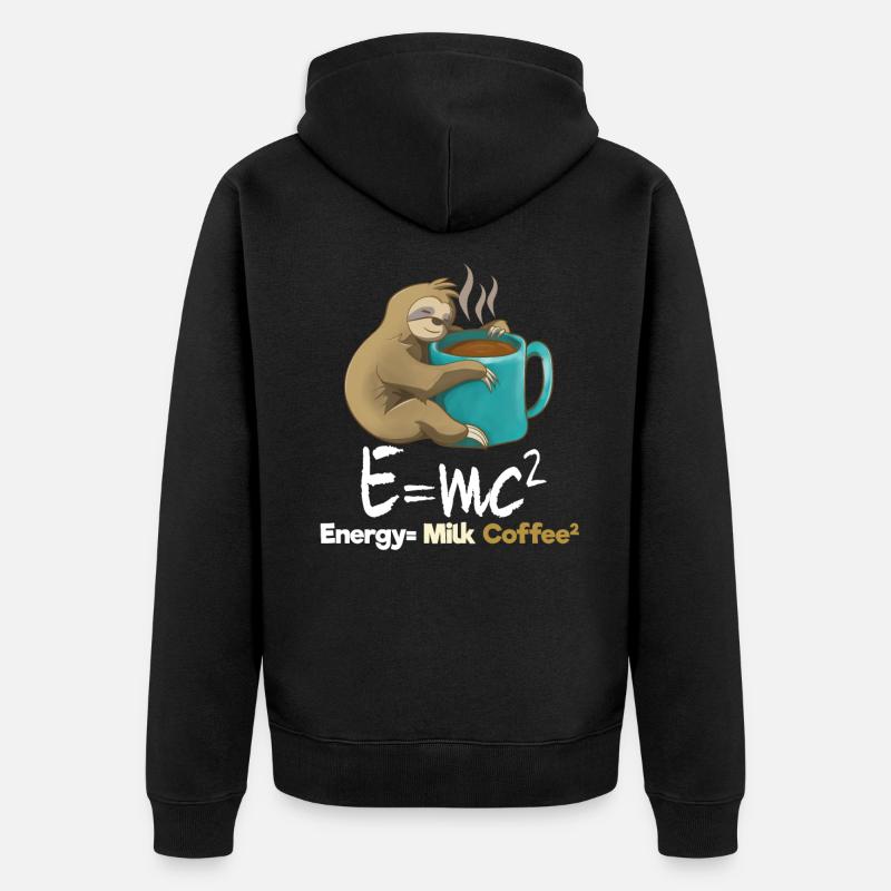 Faultier Kaffee Geschenk - Unisex Premium Bio Zip Hoodie - Schwarz