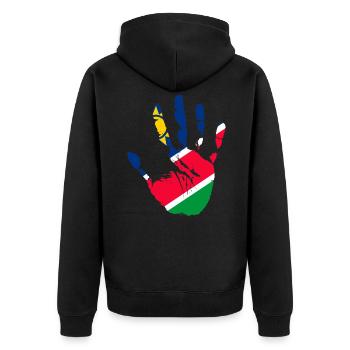 Namibia - Unisex Premium Bio Zip Hoodie - Schwarz - Hinten - Nico (187cm)