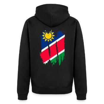 Namibia - Unisex Premium Bio Zip Hoodie - Schwarz - Hinten - Nico (187cm)