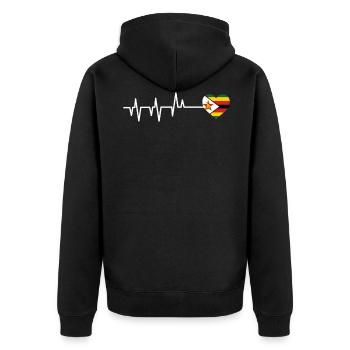 Simbabwe - Unisex Premium Bio Zip Hoodie - Schwarz - Hinten - Nico (187cm)