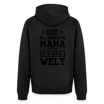 Beste Mama der Welt - Unisex Premium Bio Zip Hoodie - Schwarz - Hinten - Nico (187cm)