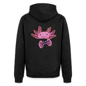 Axolotl Kawaii Lustige Mexikanische Axolotl - Unisex Premium Bio Zip Hoodie - Schwarz - Hinten - Nico (187cm)