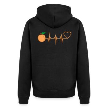 Peach - Unisex Premium Organic Zip Hoodie - black - Back - Nico (187cm)