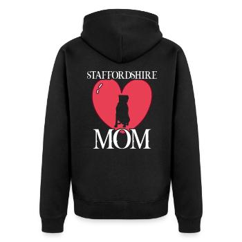 Staffordshire mom Staffordshire terrier - Unisex Premium Bio Zip Hoodie - Schwarz - Hinten - Nico (187cm)