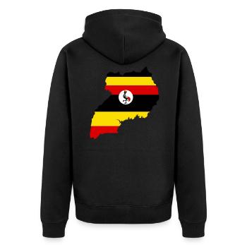 Uganda - Unisex Premium Bio Zip Hoodie - Schwarz - Hinten - Nico (187cm)