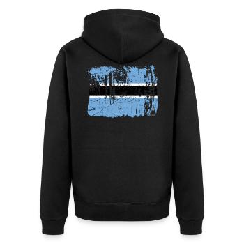 Botswana - Unisex Premium Bio Zip Hoodie - Schwarz - Hinten - Nico (187cm)