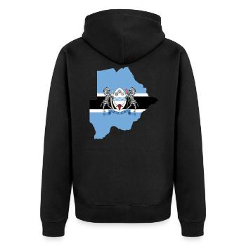 Botswana - Unisex Premium Bio Zip Hoodie - Schwarz - Hinten - Nico (187cm)