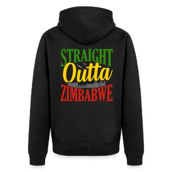 Zimbabwe - Unisex Premium Organic Zip Hoodie - black - Back - Nico (187cm)