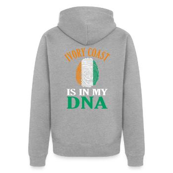 Elfenbeinküste - Unisex Premium Bio Zip Hoodie - Grau meliert - Hinten - Nico (187cm)