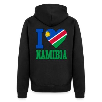 Namibia - Unisex Premium Bio Zip Hoodie - Schwarz - Hinten - Nico (187cm)