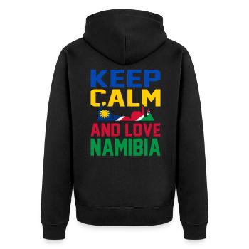 Namibia - Unisex Premium Bio Zip Hoodie - Schwarz - Hinten - Nico (187cm)
