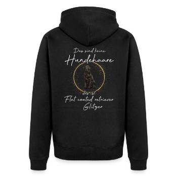 Das ist Flat coated retriever Glitzer Hund - Unisex Premium Bio Zip Hoodie - Schwarz - Hinten - Nico (187cm)