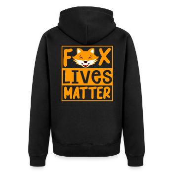 Fox - Unisex Premium Organic Zip Hoodie - black - Back - Nico (187cm)