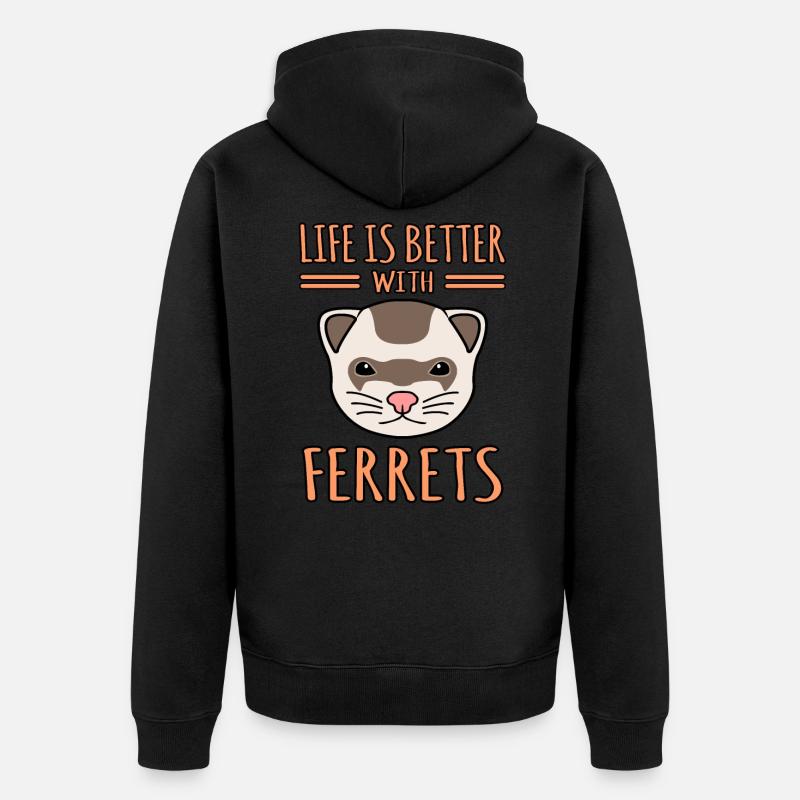 Frettchen - Unisex Premium Bio Zip Hoodie - Schwarz