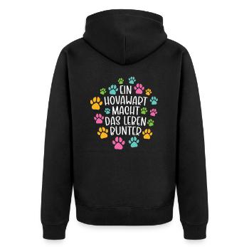 Hovawart machen Leben bunter Hund - Unisex Premium Bio Zip Hoodie - Schwarz - Hinten - Nico (187cm)